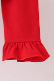 Red gingerbread house applique stripe ruffle pants set Aaria Tees