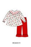 Merry christmas embroidery ruffle pants set Aaria Tees