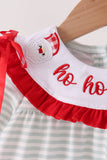 Sage santa applique stripe romper - Aaria Tees Aaria Tees