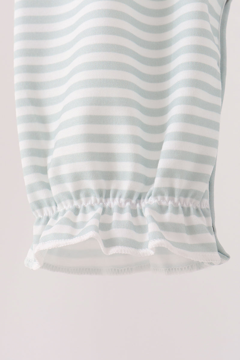 Sage santa applique stripe romper - Aaria Tees Aaria Tees