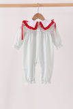 Sage santa applique stripe romper - Aaria Tees Aaria Tees