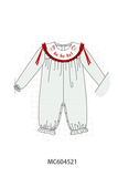 Sage santa applique stripe romper Aaria Tees