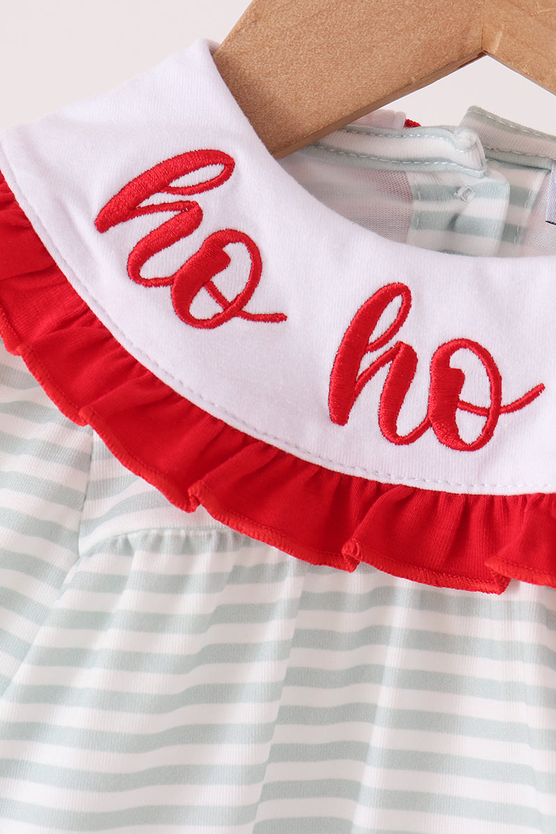 Sage santa applique stripe bloomer set - Aaria Tees Aaria Tees