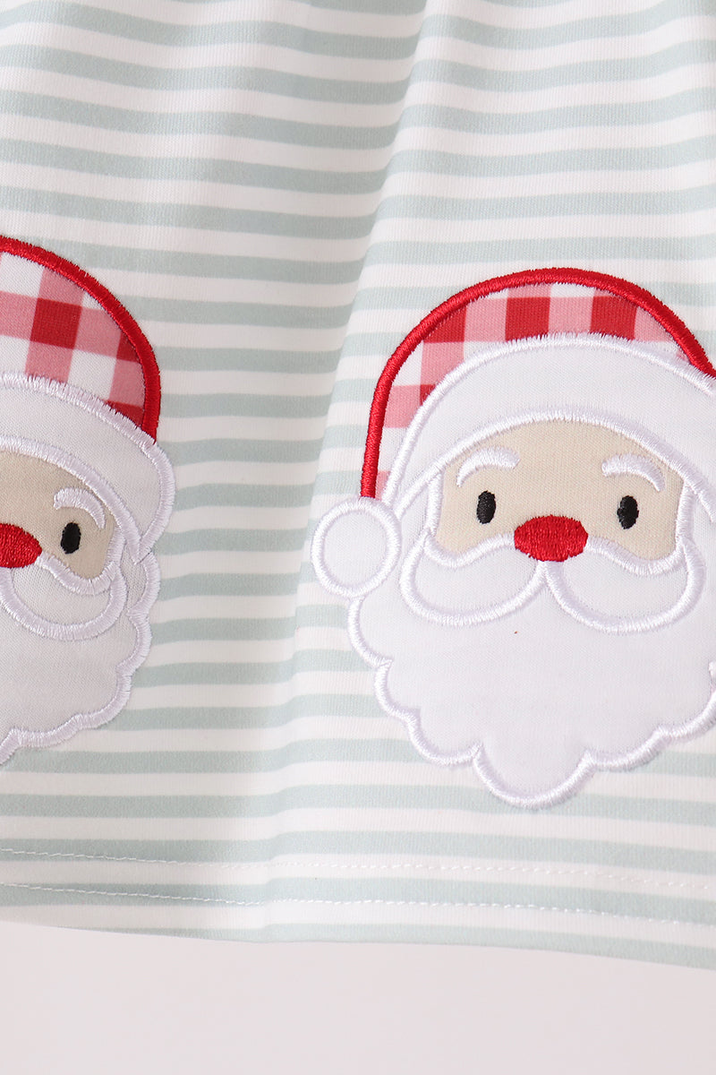 Sage santa applique stripe bloomer set - Aaria Tees Aaria Tees