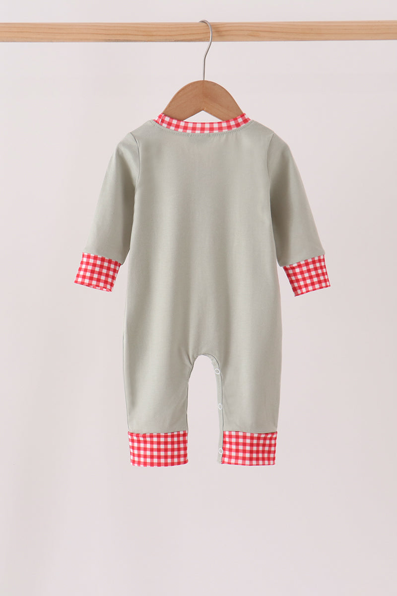 Sage santa applique gingham romper - Aaria Tees Aaria Tees