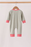 Sage santa applique gingham romper - Aaria Tees Aaria Tees