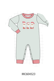 Sage santa applique gingham romper Aaria Tees