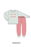 Sage santa applique gingham pants set Aaria Tees