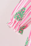 Pink christmas tree embroidery stripe bow bubble - Aaria Tees Aaria Tees