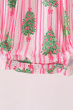 Pink christmas tree embroidery stripe bow bubble - Aaria Tees Aaria Tees