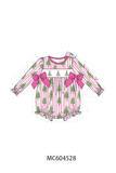 Pink christmas tree embroidery stripe bow bubble Aaria Tees
