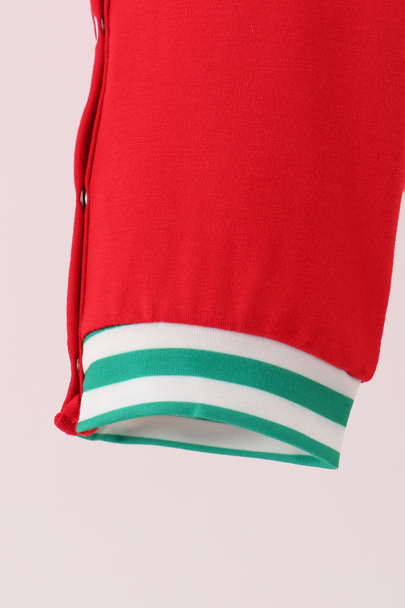 Red Christmas Tree Embroidery Romper - Aaria Tees Aaria Tees
