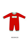 Red Christmas Tree Embroidery Romper Aaria Tees