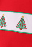 Red Christmas Tree Embroidery Stripe Pants Set - Aaria Tees Aaria Tees