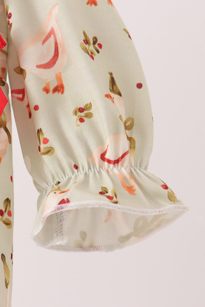 Goose embroidery ruffle bow romper - Aaria Tees Aaria Tees