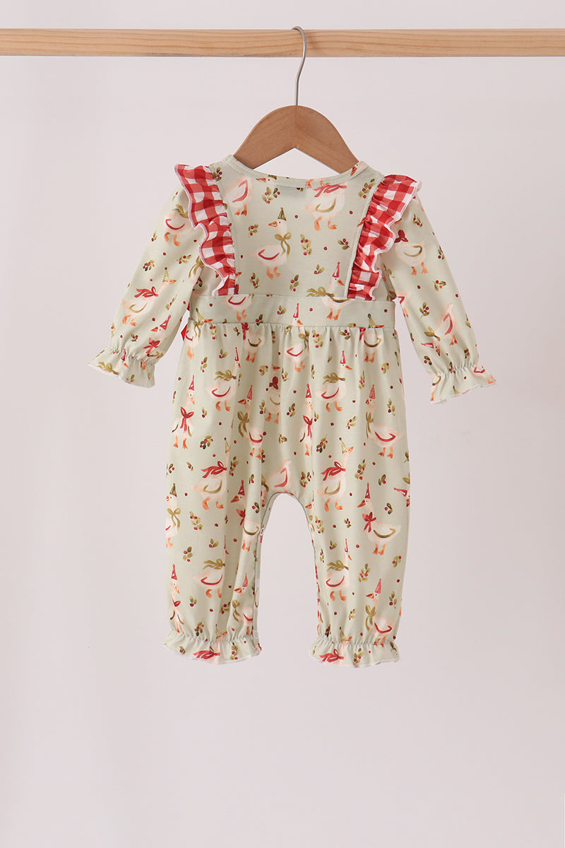 Goose embroidery ruffle bow romper - Aaria Tees Aaria Tees