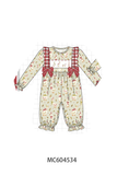 Goose embroidery ruffle bow romper Aaria Tees