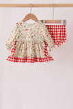 Goose embroidery ruffle gingham bloomer set - Aaria Tees Aaria Tees