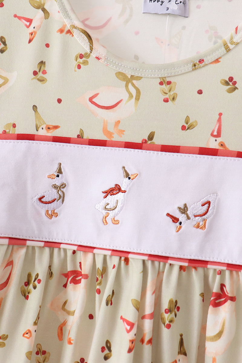Goose embroidery ruffle gingham bloomer set - Aaria Tees Aaria Tees