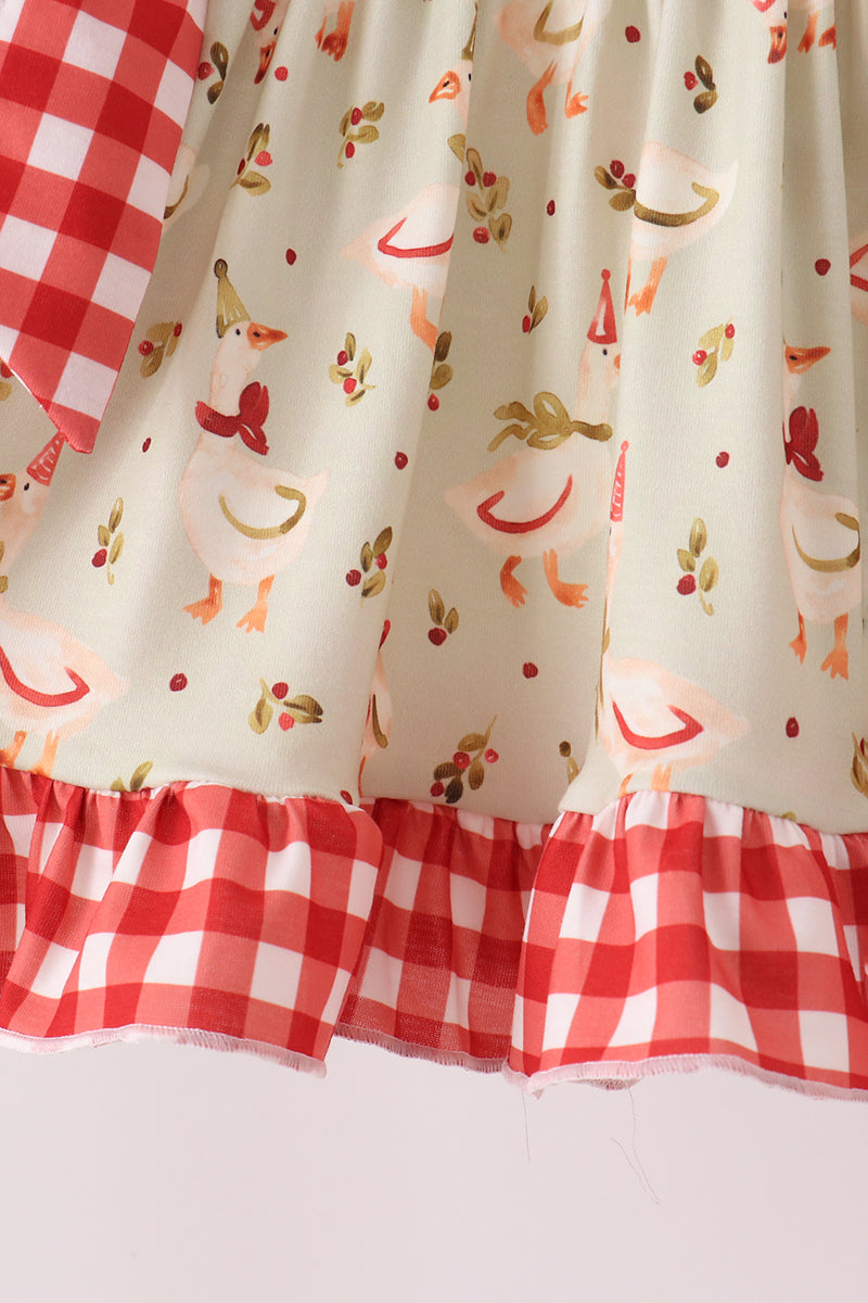 Goose embroidery ruffle gingham bloomer set - Aaria Tees Aaria Tees