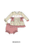 Goose embroidery ruffle gingham bloomer set Aaria Tees