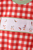 Red goose embroidery gingham bubble - Aaria Tees Aaria Tees