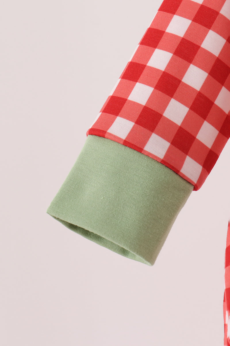 Red goose embroidery gingham bubble - Aaria Tees Aaria Tees
