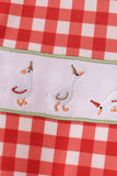 Red goose embroidery gingham romper - Aaria Tees Aaria Tees