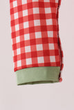 Red goose embroidery gingham romper - Aaria Tees Aaria Tees