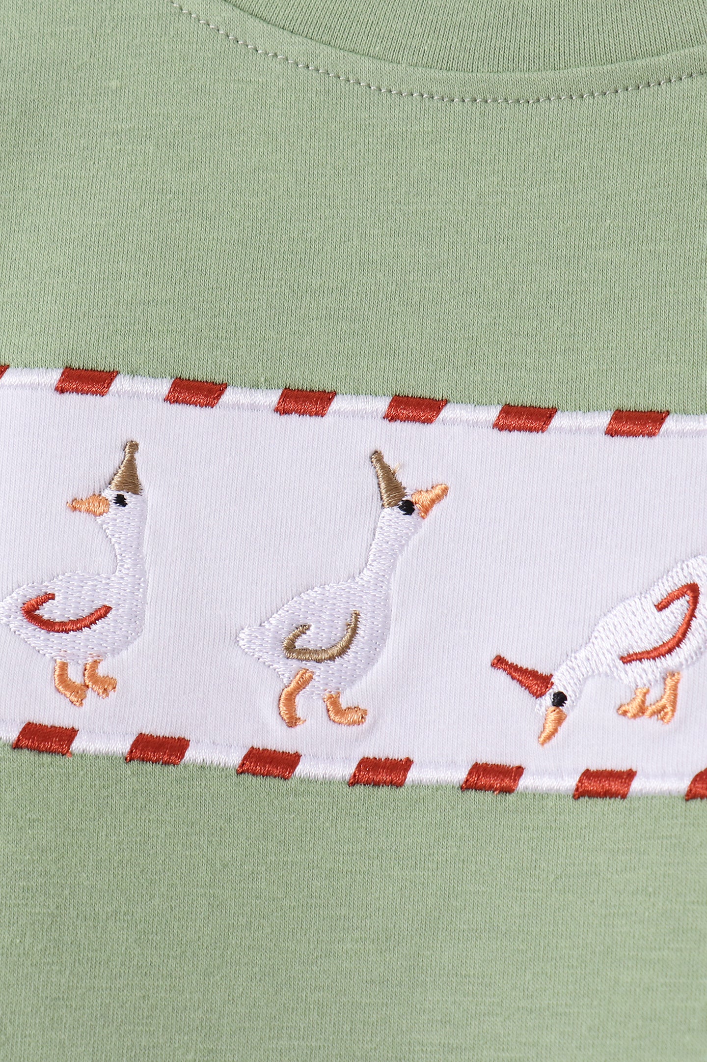 Sage goose embroidery gingham pants set - Aaria Tees Aaria Tees
