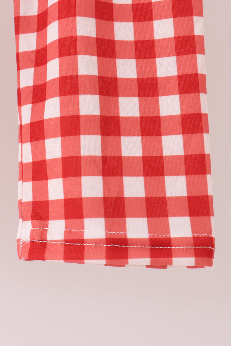 Goose embroidery ruffle gingham pants set - Aaria Tees Aaria Tees