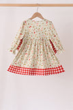 Goose embroidery ruffle gingham dress - Aaria Tees Aaria Tees