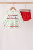 Green grinch embroidery dot bloomer set Aaria Tees