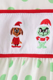 Green grinch embroidery dot bloomer set Aaria Tees
