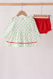 Green grinch embroidery dot bloomer set Aaria Tees
