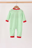 Green grinch embroidery stripe romper Aaria Tees