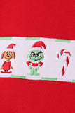 Red grinch embroidery stripe pants set Aaria Tees