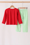 Red grinch embroidery stripe pants set Aaria Tees