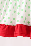 Green dot grinch embroidery ruffle pants set Aaria Tees