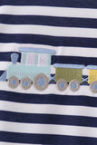 Blue train embroidery stripe top Aaria Tees