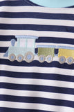 Blue train embroidery stripe pants set Aaria Tees