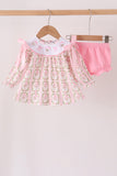 Pink santa bow embroidery bloomer set - Aaria Tees Aaria Tees