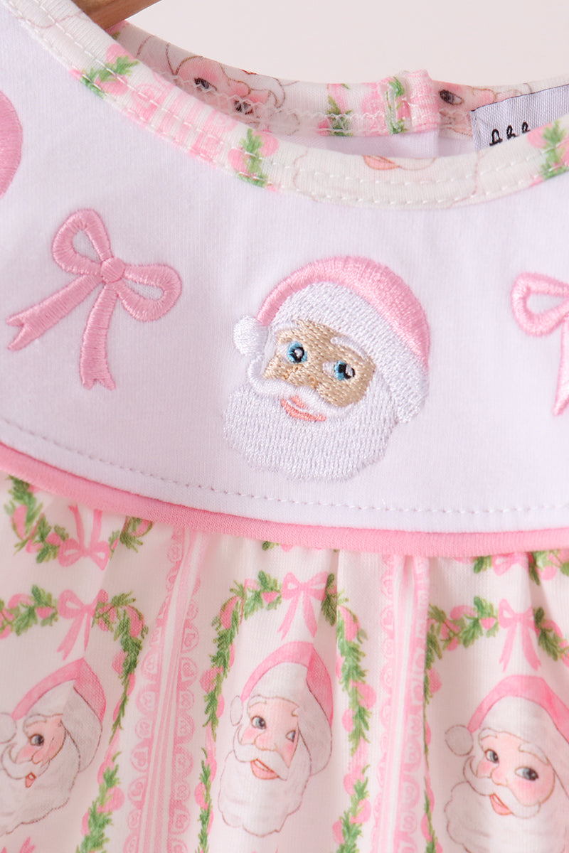 Pink santa bow embroidery bloomer set - Aaria Tees Aaria Tees