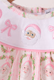 Pink santa bow embroidery bloomer set - Aaria Tees Aaria Tees