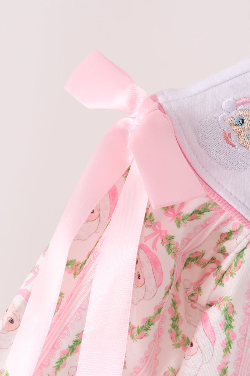 Pink santa bow embroidery bloomer set - Aaria Tees Aaria Tees
