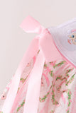 Pink santa bow embroidery bloomer set - Aaria Tees Aaria Tees