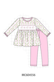 Pink Santa Bow Embroidery Pants Set Aaria Tees