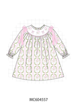 Pink Santa Bow Embroidery Dress Aaria Tees