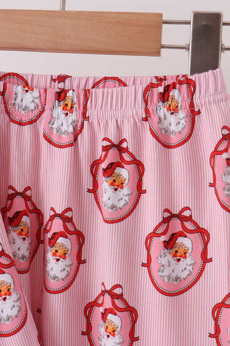 Pink santa claus bamboo ruffle pajama set - Aaria Tees Aaria Tees