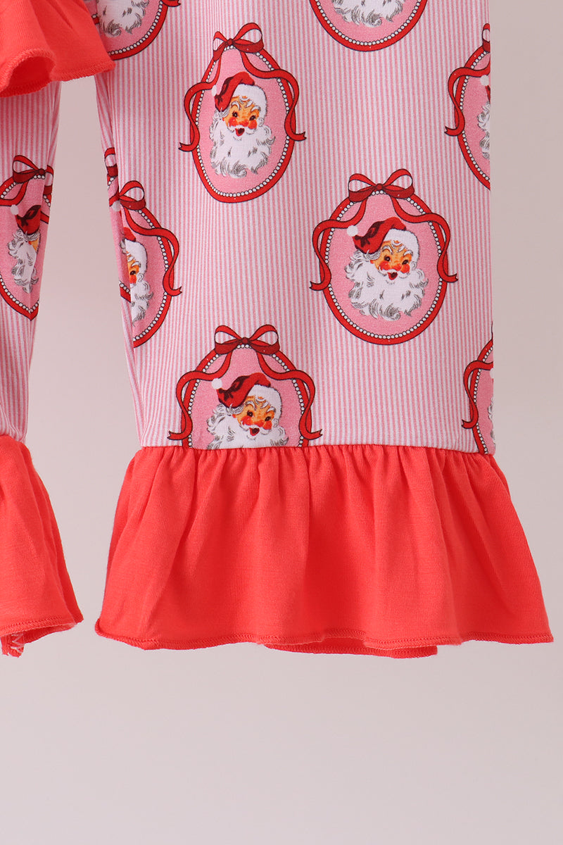 Pink santa claus bamboo ruffle pajama set - Aaria Tees Aaria Tees